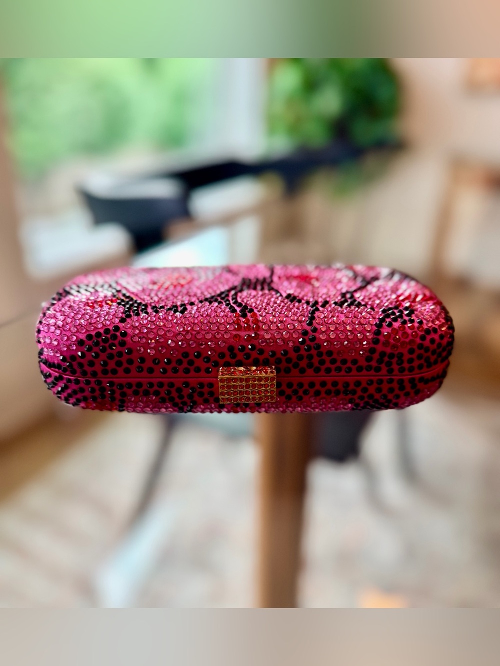 Serpui Marie Pink Crystal Rhinestone Leopard Clutch - Picture 4 of 13